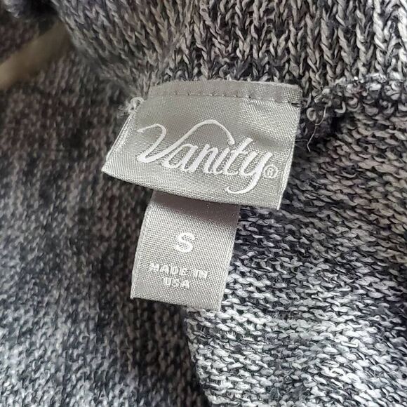 Vanity Women's Small Leopard Print Open Front Cardigan Gray Black 3/4 Sleeve Kni - Picture 3 of 7